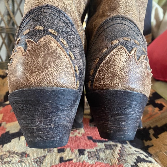 Laredo Women's Western Cowboy Boots Cullison Bucklace Black/tan crackle-leopard - Picture 8 of 16